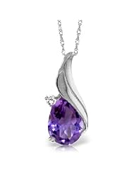 14K White Gold Twist Teardrop Amethyst Necklace