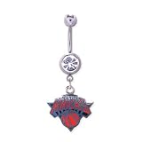 New York Knicks 316L Stainless Steel Belly Ring with Cubic Zirconia - 14G - 5/8 Inch Bar Length - Sold Individually