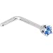 Solid 14KT White Gold 2mm Arctic Blue Cubic Zirconia L-Shaped Nose Ring - 20 Gauge