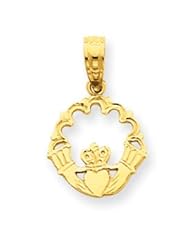 14k Gold Polished Claddagh Pendant