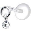 Silver 925 Clear Solitaire Dangling CZ Tragus Earring
