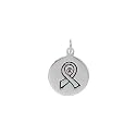 Sterling Silver Reversible Engraved HOPE and Ribbon with Pink Crystal Breast Cancer Awareness Charm