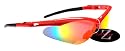 Rayzor Professional Lightweight Red UV400 Sports Wrap Cricket Sunglasses, With a WindShield Red Iridium Revo Mirrored Anti-Glare Lens