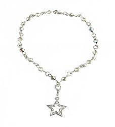 Anklet - A52 - Sized to Fit - Swarovski (tm) Crystal Beads ~ Hematite (Gunmetal Color) with Star Charm