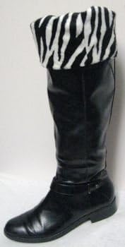 Boot Socks Boot Leggers For Wearing with Boots - socks Stay Up! (Zebra)