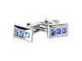 Elegant Silver Cufflinks with Inset Faux Blue Topaz Crystals with Gift Box