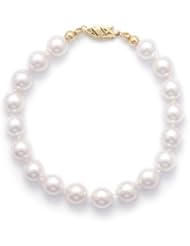 8 Inch 14k Yellow Gold 7.5-8mm (AAA) Akoya Pearl Bracelet