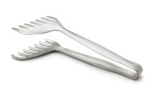 Brushed Spaghetti Serving Tongs - Fine Stainless Steel Tongs for Serving Pasta, Salad, and Your Favorite Dish