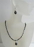 Black Swarovski Crystal Beaded Jewelry Genuine AB Jet Sparkling Crystal Necklace Set w/ Tear Drop (BRAND NEW)