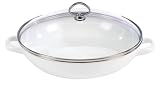 Chantal Enamel-On-Steel 3-1 2 Quart Party Pan with Tempered Glass Dome Lid, White