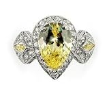 YELLOW DROP SHAPE STONE CUBIC ZIRCONIA RING