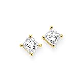 0.75 ct. GH - I1 Princess Cut Diamond Earring Studs in 14K Yellow Gold