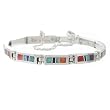 Turquoise and Spiny Oyster Inlaid Link Bracelet in Sterling Silver by Calvin Begay, #7963