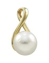 14K Yellow Gold 12.00 mm Fashion Button South Sea Cultured Pearl Pendant