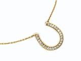 14K White Gold Horse Shoe Necklace Enhanced with Pave Set Diamonds