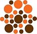 Set of 90 - Chocolate Brown / Orange Circles Polka Dots Vinyl Wall Graphic Decals Stickers