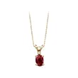 14K Yellow Gold 0.01 ct. Diamond and 6 x 4 MM Oval Shaped Ruby Pendant with Chain