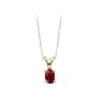 14K Yellow Gold 0.01 ct. Diamond and 6 x 4 MM Oval Shaped Ruby Pendant with Chain