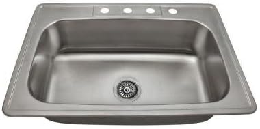 Topmount Stainless Steel 32-7/8 in. 4-Hole Single Bowl Kitchen Sink