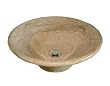 16.5" Dia 6.5" Height Decorative Desert Beige marble bathroom Sink Lavatory Vessel Bowl Wash Basin with 2" base option to be Recessed into the vanity top