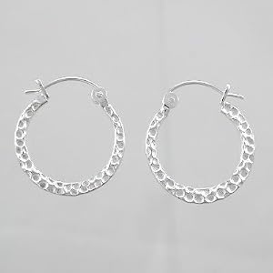 5/8" Full Hammered Hoop Earrings in Sterling Silver, #9457