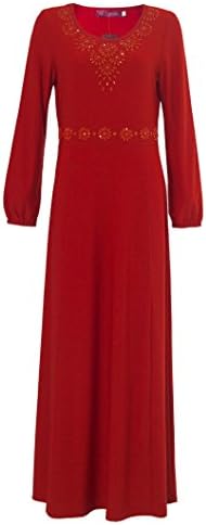 TOPGIRL Women's Plus Size Lycra Beaded Jubah Dress Medium Red