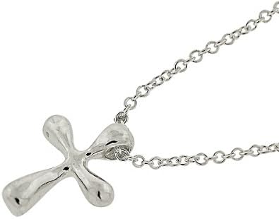Sterling Silver Small Bubble Cross Charm Pendant 18" Rolo Chain Necklace