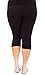 Woman Plus Size Elastic Waist Cotton Capri Leggings,Black,2X Plus