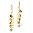 14k Gold Cultured Pearl & Multi-color Gemstone Leverback Earrings