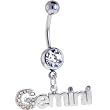 Crystalline Gem GEMINI Dangle Belly Ring