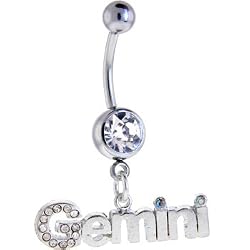 Crystalline Gem GEMINI Dangle Belly Ring