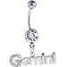 Crystalline Gem GEMINI Dangle Belly Ring