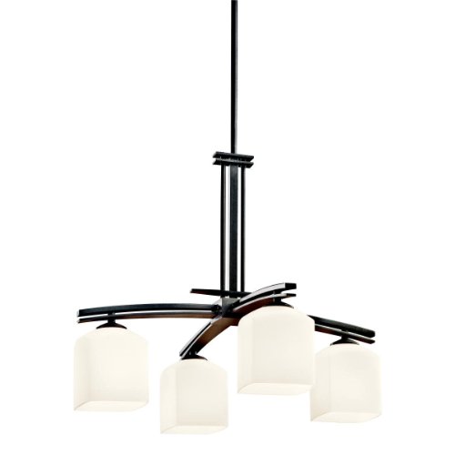 Kichler Lighting 42259AVI Brinbourne 4-Light Chandelier, Anvil Iron with Satin-Etched Cased Opal Glass