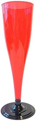 SimpleCorp Reusable Unbreakable Premium Quality Classic Party Banquet Decoration Red Hard Plastic Champagne Wine Juice Water Flutes Glasses 4 oz | Set of 6
