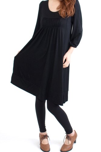 (ナドゥー) nadoo 全12色 ジャージ 胸元 Wギャザー ワンピース 457