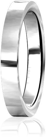 Plain Mens or Ladies Flat Wedding Band, 3mm wide, 2mm thick, comfort fit in Sterling Silver - size 7.5