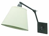 House Of Troy DL20-OB Direct Wire 20-Inch Portable Library Lamp, Oil Rubbed Bronze with Off-White Linen Hardback