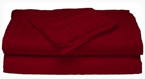 King Size Burgundy 300 Thread Count 100% Cotton Sateen Dobby Stripe DUVET SET- 3 PC