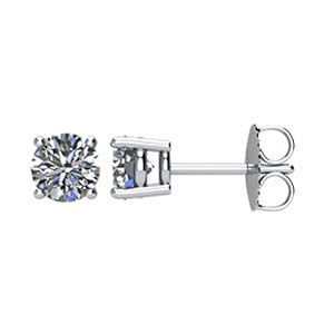 IceCarats Designer Jewelry 14K White Gold 1 Ctw Diamond Friction Post Stud Earrings.