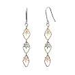 Tri Star Diamond Cut 18k Yellow, White & Rose Gold Dangle Earrings - Dahlia Classic Collection