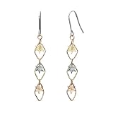 Tri Star Diamond Cut 18k Yellow, White & Rose Gold Dangle Earrings - by Dahlia Classic Jewelry Collection
