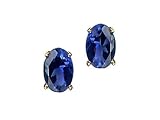 1.00 cts Genuine Oval Iolite Earrings - 14kt White or Yellow Gold LIFETIME WARRANTEE