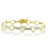 Two-tone Sterling Silver & Diamond Heart Bracelet