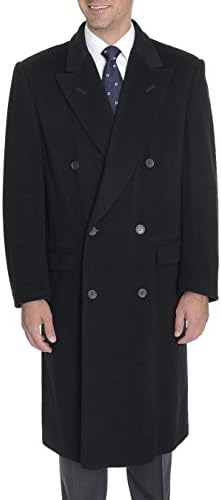 Massimo Mens Pure Cashmere Double Breasted Full Length Overcoat Navy 48R