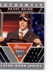 2007 Bowman Draft Day Selections Relics #BQ Brady Quinn JSY - Cleveland Browns (RC - Rookie Insert Cards - Piece of Authentic Player Worn Jersey) (Football Cards)