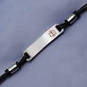 Black Rubber Stainless Medical id Alert Bracelet 8 inch
