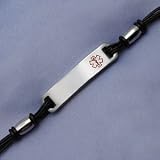 Black Rubber Stainless Medical id Alert Bracelet 8 inch
