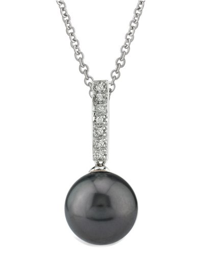Tahitian Pearl Dangling Diamond Pendant in 14K Gold