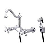 31JMw21y4BL. SL160  Elements of Design ES1241AXBS Wall Mount Kitchen Faucet, 8 Spread w/ Brass Sprayer, Chrome