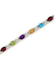 10K White Gold Oval Multi Bracelet